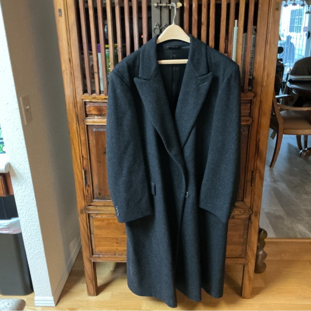 Nordstrom Wool Dark Gray Trench Coat